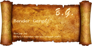 Bender Gergő névjegykártya